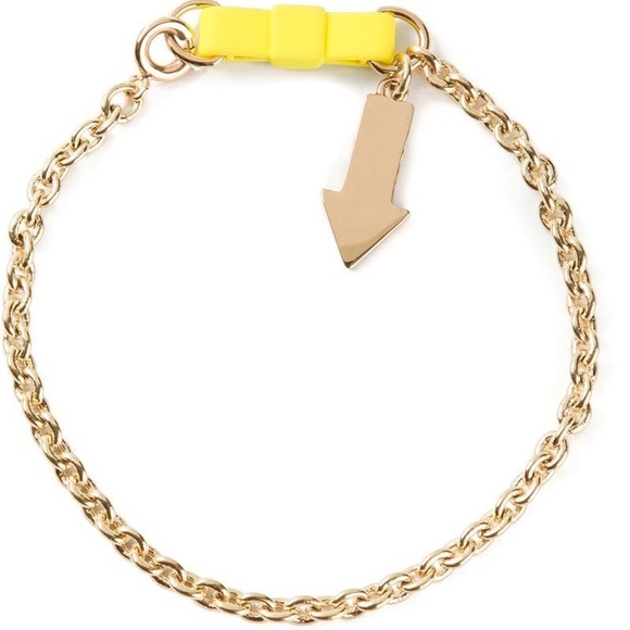 Marc By MARC JACOBS Gold Tone Yellow Bow Tie Arrow Bracelet NWOT - Picture 5 of 10